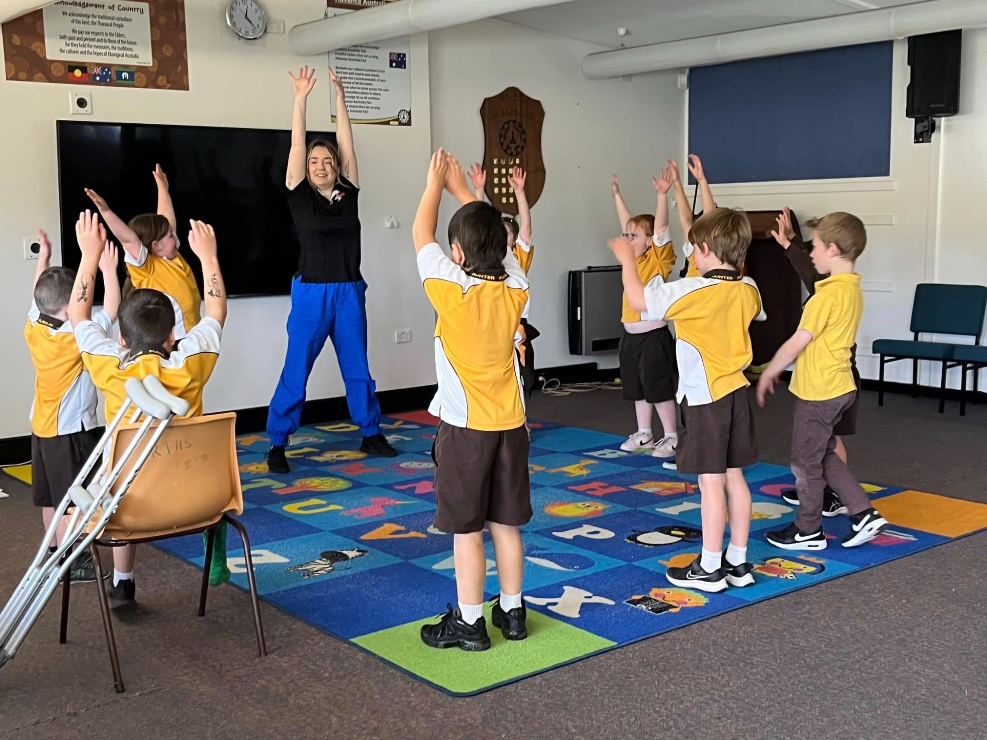 Students learning dance moves