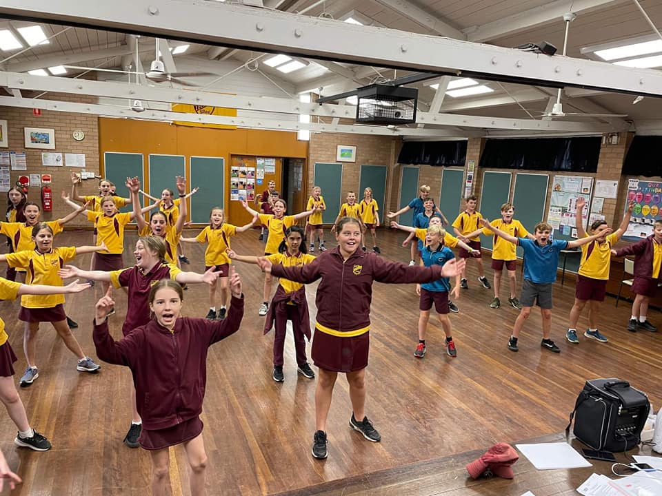 Dance rehearsal in school hall